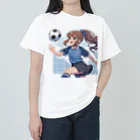 RYO14silviaの楽しくフットサルしているポニーテールの女の子 ヘビーウェイトTシャツ