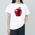 ファンシーTシャツ屋のかわいい赤リンゴと葉っぱのイラスト ヘビーウェイトTシャツ