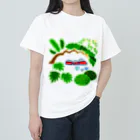 しりわれるの石仏と植栽 ヘビーウェイトTシャツ