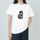 かわいい女の子とシュールな絵の文学少女おつかれさま ヘビーウェイトTシャツ