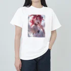 KAMIBUKROのチョコを咥える天使美女 ヘビーウェイトTシャツ