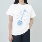 三味線が好きすぎて…のこぎん刺し三味線（青斜め） ヘビーウェイトTシャツ