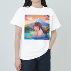 west97の富士山絶景にある露天風呂のかわいい女の子 Heavyweight T-Shirt