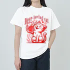 LOVE_BEERのビール大好き猫ちゃん（ビアネコ） Heavyweight T-Shirt