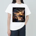 NovAiTen_shopの湖畔の鹿 Heavyweight T-Shirt