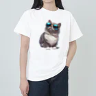 AQUAMETAVERSEのサングラスをかけた、かわいいネコ Marsa 106 ヘビーウェイトTシャツ