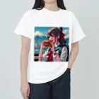 Sawadadaのハンバーガーと女子高生 ヘビーウェイトTシャツ
