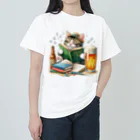 TEXT ANDの猫、本、ビール。愉しい。 Heavyweight T-Shirt