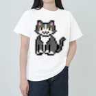 モチクマのハチワレ猫のドット絵 ヘビーウェイトTシャツ