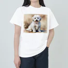 Animal Illustration shopのコトン・ド・テュレアール　Coton de Tulear　水彩画風 ヘビーウェイトTシャツ