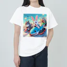 takoyakimagicのカワイイうさぎとクールな牛が、まるでマリオカートのようなスピード感を楽しむカーレース中！ Heavyweight T-Shirt