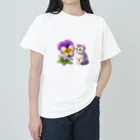 Y m @Y's shopの猫とパンジー Heavyweight T-Shirt