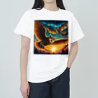 万事屋のフクロウとドラゴンが空中散歩中 ヘビーウェイトTシャツ