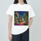 しあわせふくふくねこねこのそうぞうハワイ旅行 ヘビーウェイトTシャツ