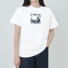 EMAKIの和紋様 x 猫　和風の静けさ ヘビーウェイトTシャツ
