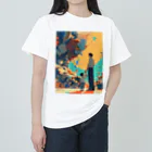 AQUAMETAVERSEの父と子の前に巨大ロボツトが　なでしこ1478 ヘビーウェイトTシャツ