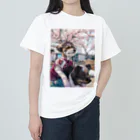 可愛いチワプー、オレオとノッテのオレオとノッテと桜 ヘビーウェイトTシャツ