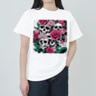 ピンクリボンの薔薇髑髏01 Heavyweight T-Shirt