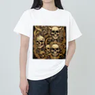 ピンクリボンの悪魔髑髏 Heavyweight T-Shirt