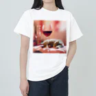 Shironekokuuの赤ワインと眠りねこ Heavyweight T-Shirt