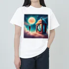 dolphineのシュール！満月と宇宙時計 ヘビーウェイトTシャツ