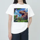 AQUAMETAVERSEの恐竜と少年　なでしこ1478 ヘビーウェイトTシャツ