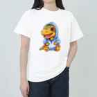 Vasetti_pressの青パーカーを着たティラノサウルス ヘビーウェイトTシャツ