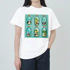 pandownloadのガラス瓶の中のヤシの木パンダ ヘビーウェイトTシャツ