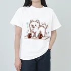 ke__to_isurugiの筋トレサモエド犬(女性向け) ヘビーウェイトTシャツ