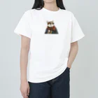 鼻ぺちゃ犬と和猫の和猫  ヘビーウェイトTシャツ