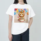 ganeshaの可愛いライオンとバースデーケーキ ヘビーウェイトTシャツ