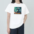 nico251の鮮やかの花々とドラゴン ヘビーウェイトTシャツ