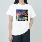 Paradise ExploreのMoonlit Palm Haven ヘビーウェイトTシャツ