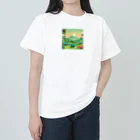 OTIRUBUTUBUTUの昔話風恐竜 ヘビーウェイトTシャツ