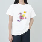 MIKA YADA illust shopの9月お月見の夜、うさぎと。 ヘビーウェイトTシャツ