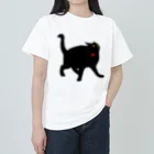 小鳥と映画館の驚いちゃった黒猫 ヘビーウェイトTシャツ