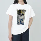 青い猫の真白 Heavyweight T-Shirt