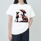 PALA's SHOP　cool、シュール、古風、和風、の恐竜と少女　Ⅳ Heavyweight T-Shirt