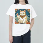 ゆまちゃんの開運雑貨屋さんの夜のミュシャ風招き猫 ヘビーウェイトTシャツ