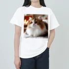 猫　ねこグッズギャラリーのふわふわの三毛猫 ヘビーウェイトTシャツ