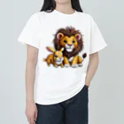 HENTEKO-SHOPのライオンとウサギ ヘビーウェイトTシャツ