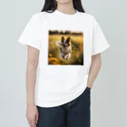 zigerparkのお花畑を駆ける犬 ヘビーウェイトTシャツ