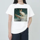 AQUAMETAVERSEのサーフィンをするウサギ ヘビーウェイトTシャツ