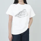 Lily bird（リリーバード）のおねんねクビワコガモ 線画 ヘビーウェイトTシャツ