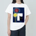 WAMI ARTの花火見る黒猫 ヘビーウェイトTシャツ