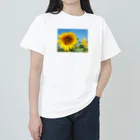 CrystalRoseの青空とひまわり ヘビーウェイトTシャツ