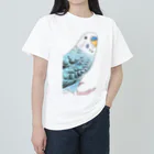 まめるりはことりの振りむきセキセイインコちゃん【まめるりはことり】 ヘビーウェイトTシャツ