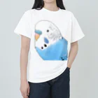 まめるりはことりの見つめるセキセイインコちゃん【まめるりはことり】 ヘビーウェイトTシャツ