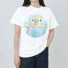 まめるりはことりの可愛いのぞき見セキセイインコちゃん【まめるりはことり】 ヘビーウェイトTシャツ