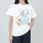 まめるりはことりのご機嫌羽セキセイインコちゃん【まめるりはことり】 ヘビーウェイトTシャツ